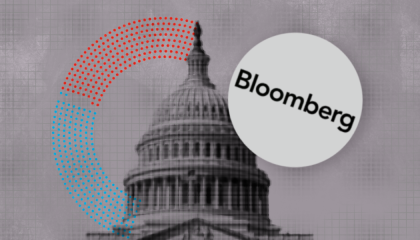 The Capitol Dome with a Bloomberg logo